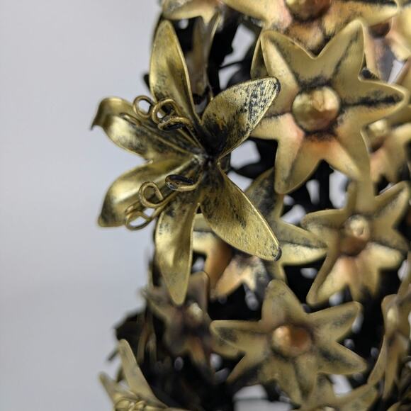 Extra Large Christmas Tree Holiday Centerpiece Decor Set 2 Gold Flowers Bronze - Picture 9 of 13